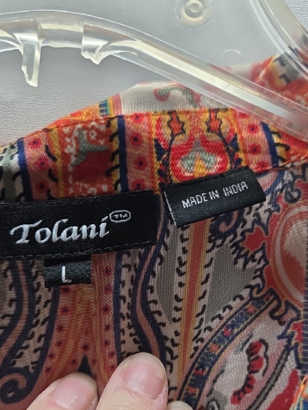 Tolani Multicolor Paisley Button-Up Blouse Size L - Picture 3 of 4